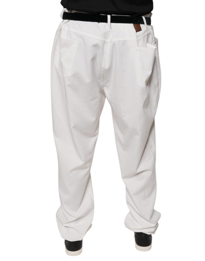 Brunello Cucinelli White Cotton Men Dress Tapered Pants