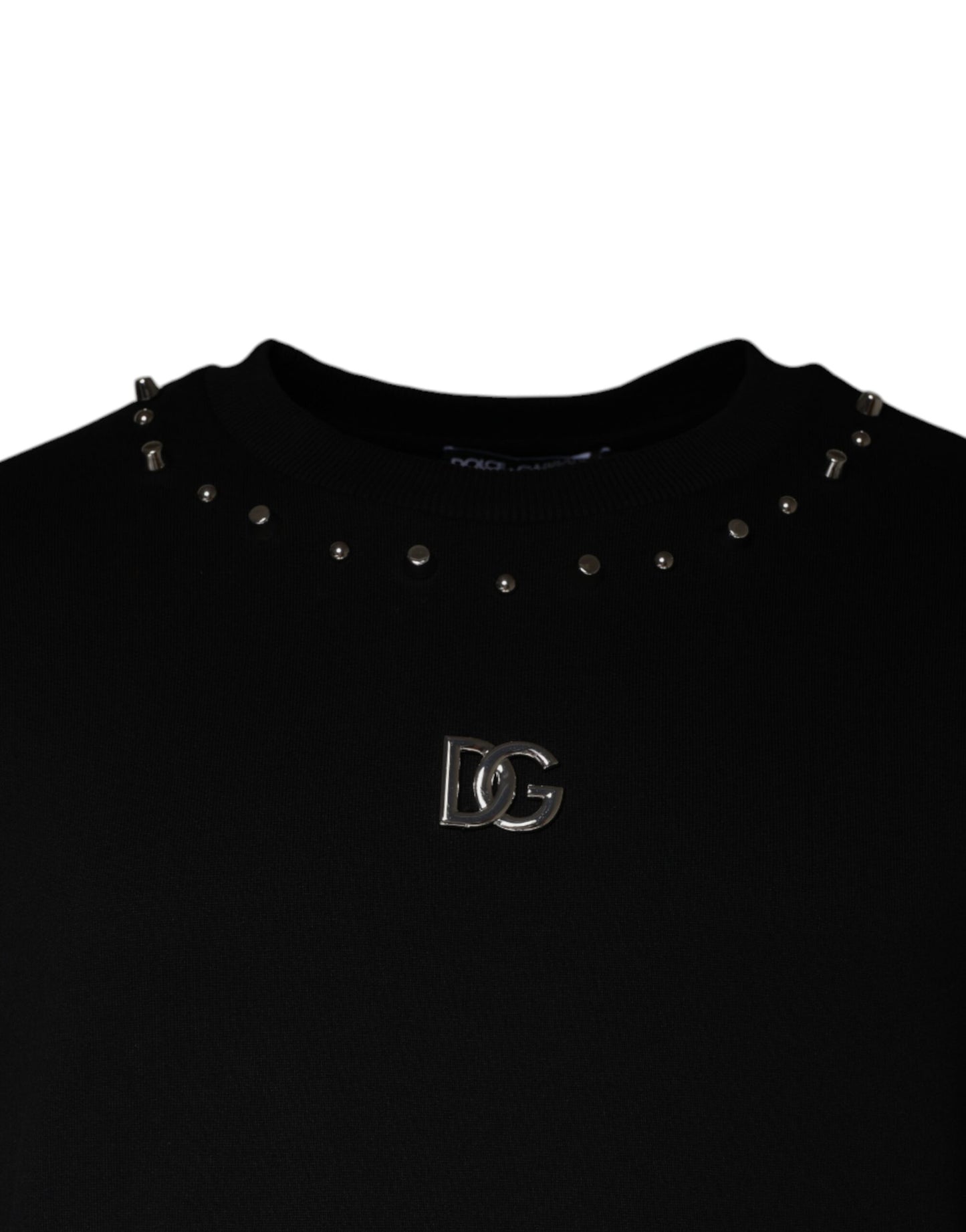 Dolce & Gabbana Black Logo Stud Pullover Sweatshirt Sweater