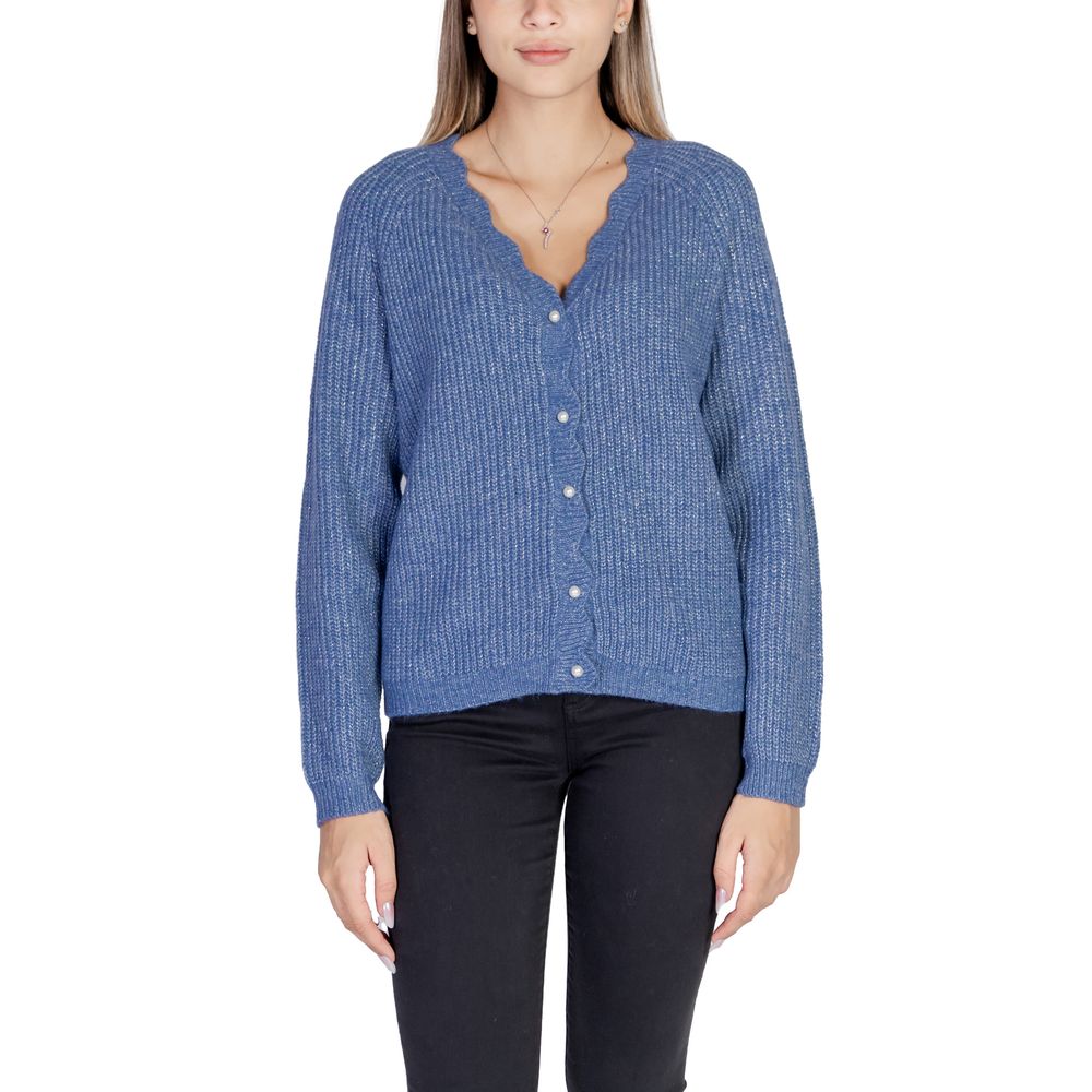 Vila Clothes Blue Recycled Polyester Cardigan