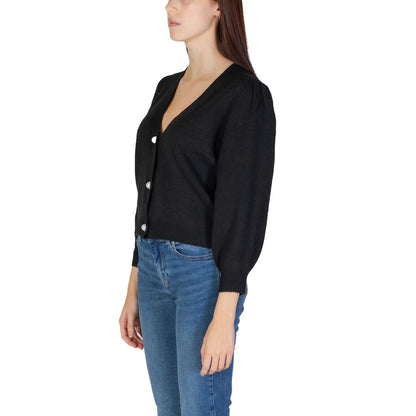 Jacqueline De Yong Black Recycled Polyester Cardigan