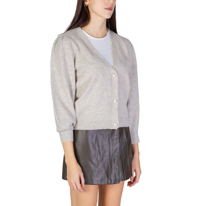 Jacqueline De Yong Gray Recycled Polyester Cardigan