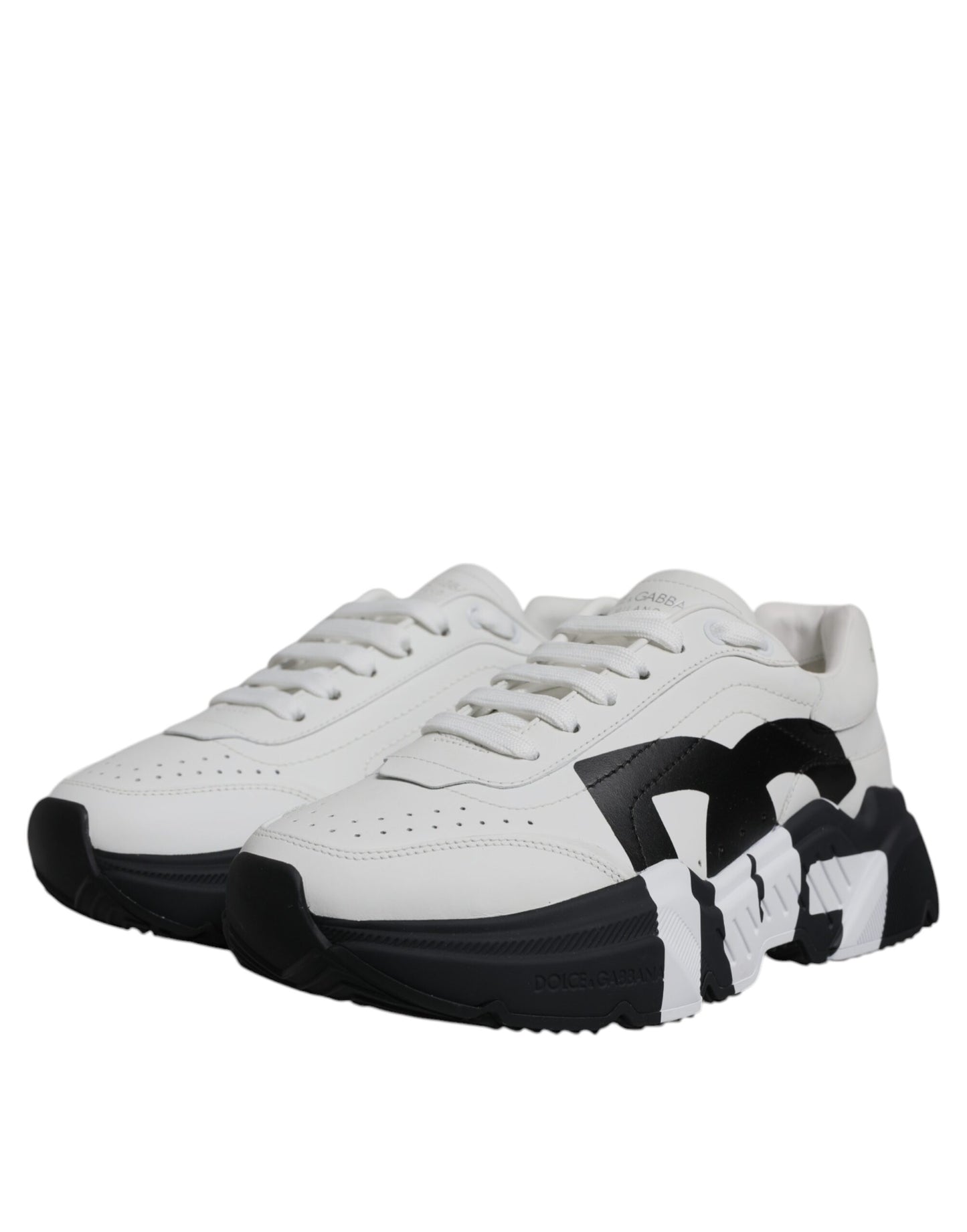 Dolce & Gabbana White Black DAYMASTER Leather Sneakers Shoes