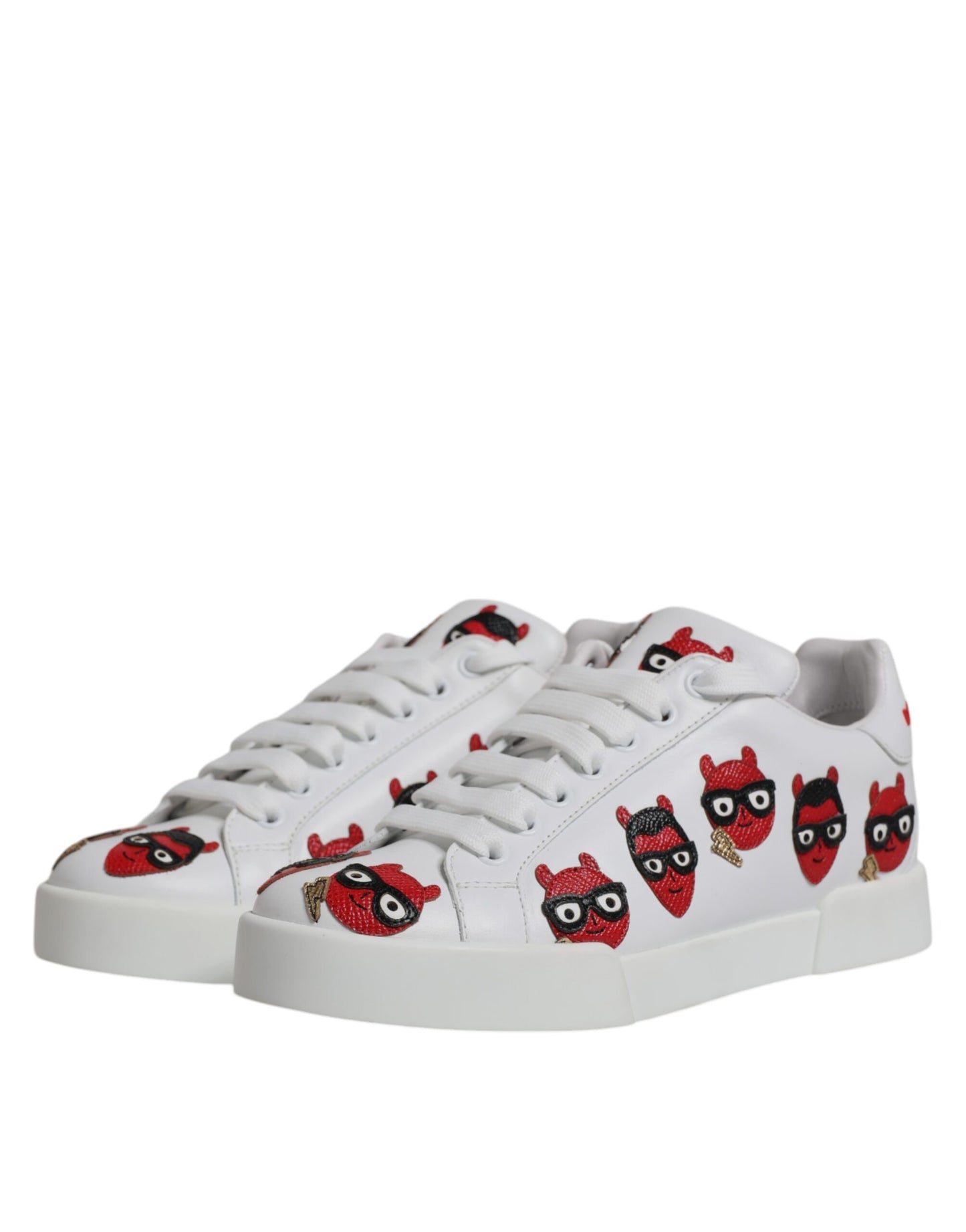 Dolce & Gabbana White Devil Face Portofino Sneakers Shoes