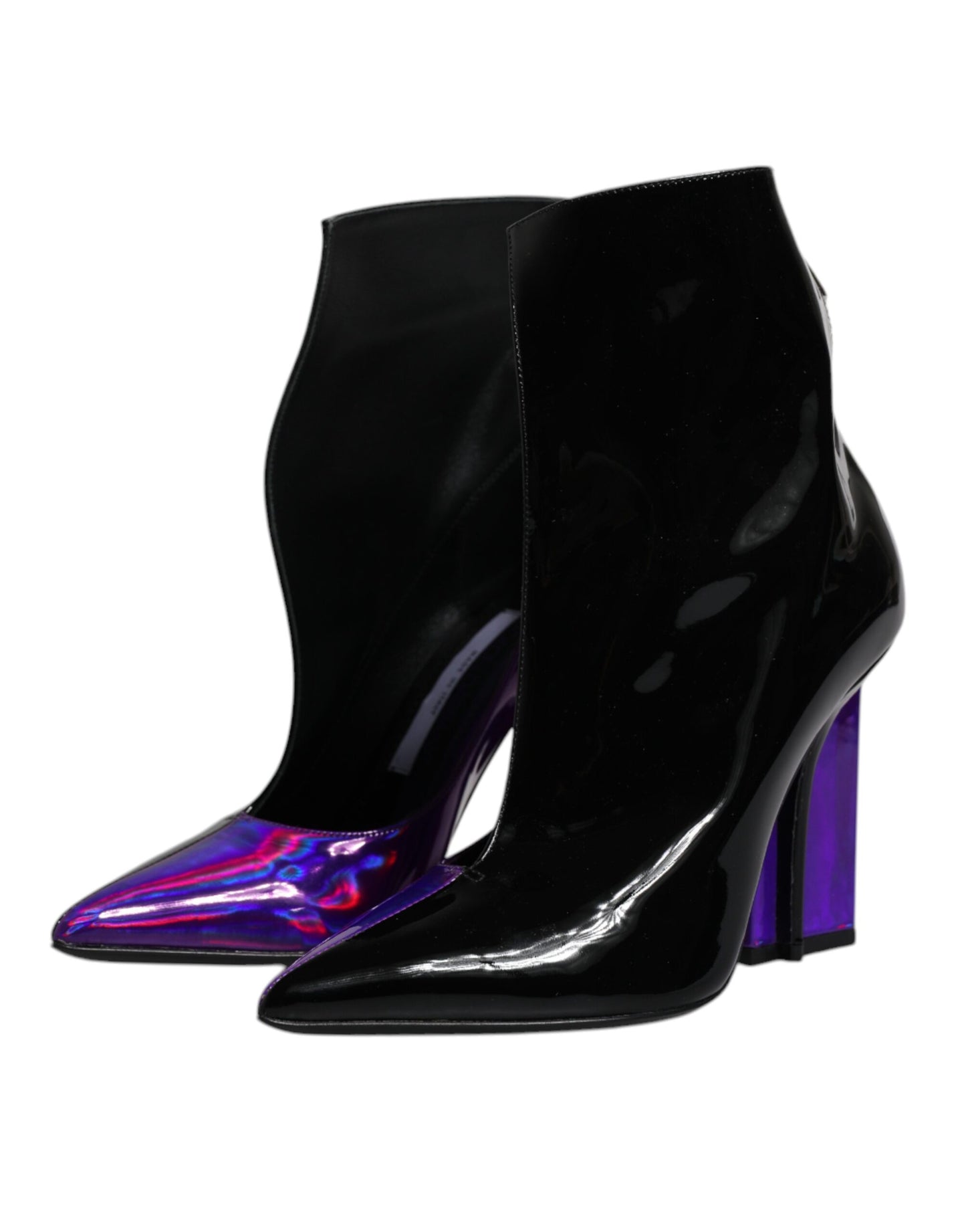 Dolce & Gabbana Purple Black Pointed Ankle Boots Shoes