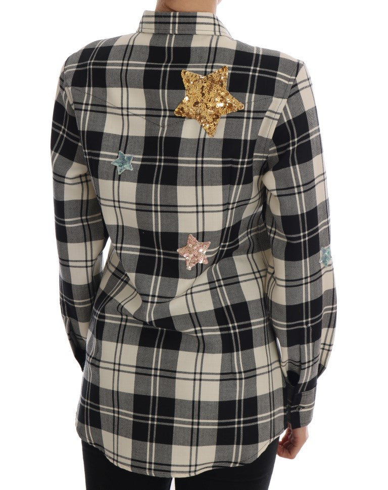 Dolce & Gabbana Enchanted Sequin Checkered Wool Shirt