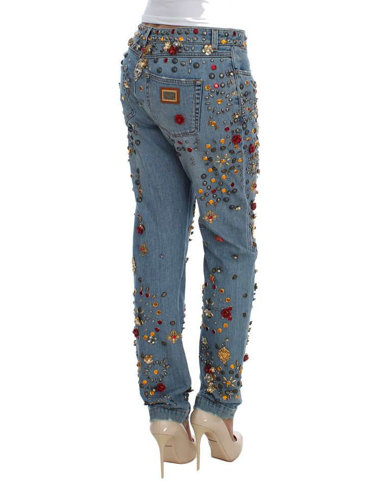 Dolce & Gabbana Enchanted Sicily Crystal Heart Boyfriend Jeans