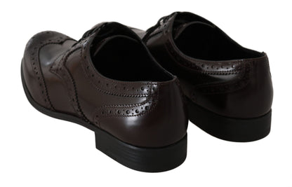 Dolce & Gabbana Elegant Brown Leather Oxford Flats